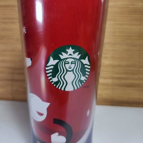 Starbucks 2011 Travel Tumbler Cup Holiday Snow Fun Christmas Dog and Snowflakes - Picture 6 of 14